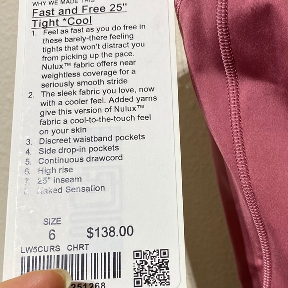 NWT Lululemon Fast and Free High Rise Tight 25" - Picture 5 of 5